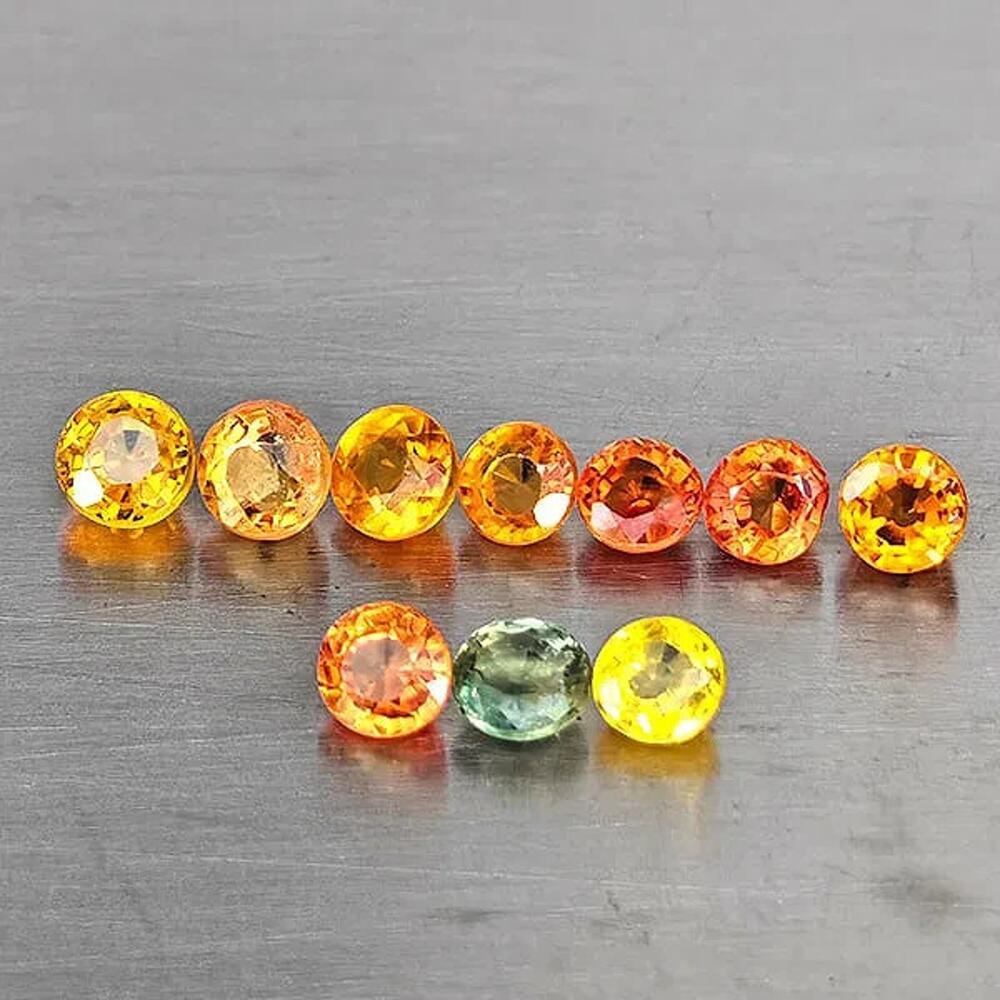 Natural Fancy Color Songea Sapphire 1.41ct 10pc Round Melee